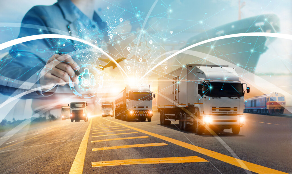 Transport and third-party logistics concept, Manager and engineer checking and controlling logistic network distribution and customer data for logistic Import export on global network background