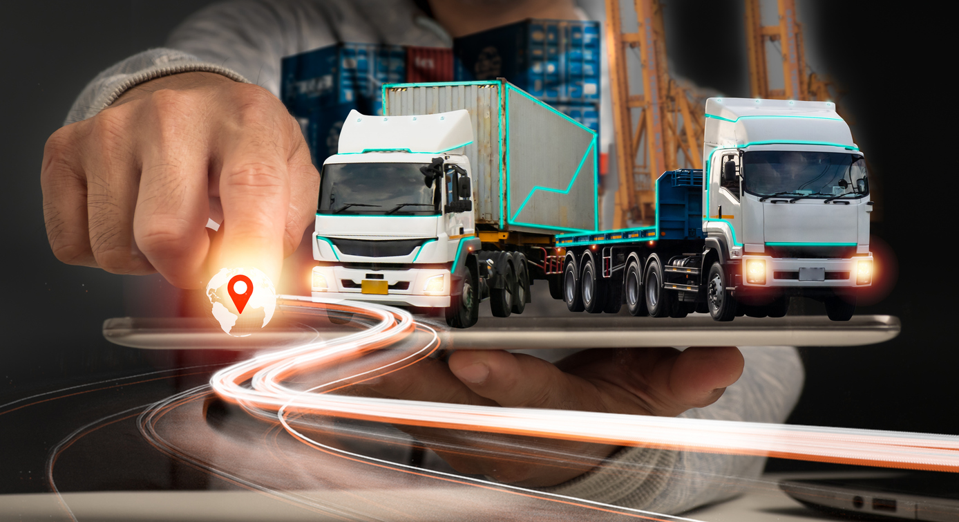 Close-up logistic network distribution, smart transportation, and networking intelligent logistics of container cargo ships, logistic import-export,and industrial for Warehouse Inventory Management On Office Computer. Supplier And Distribution Software with 3PL performance reporting